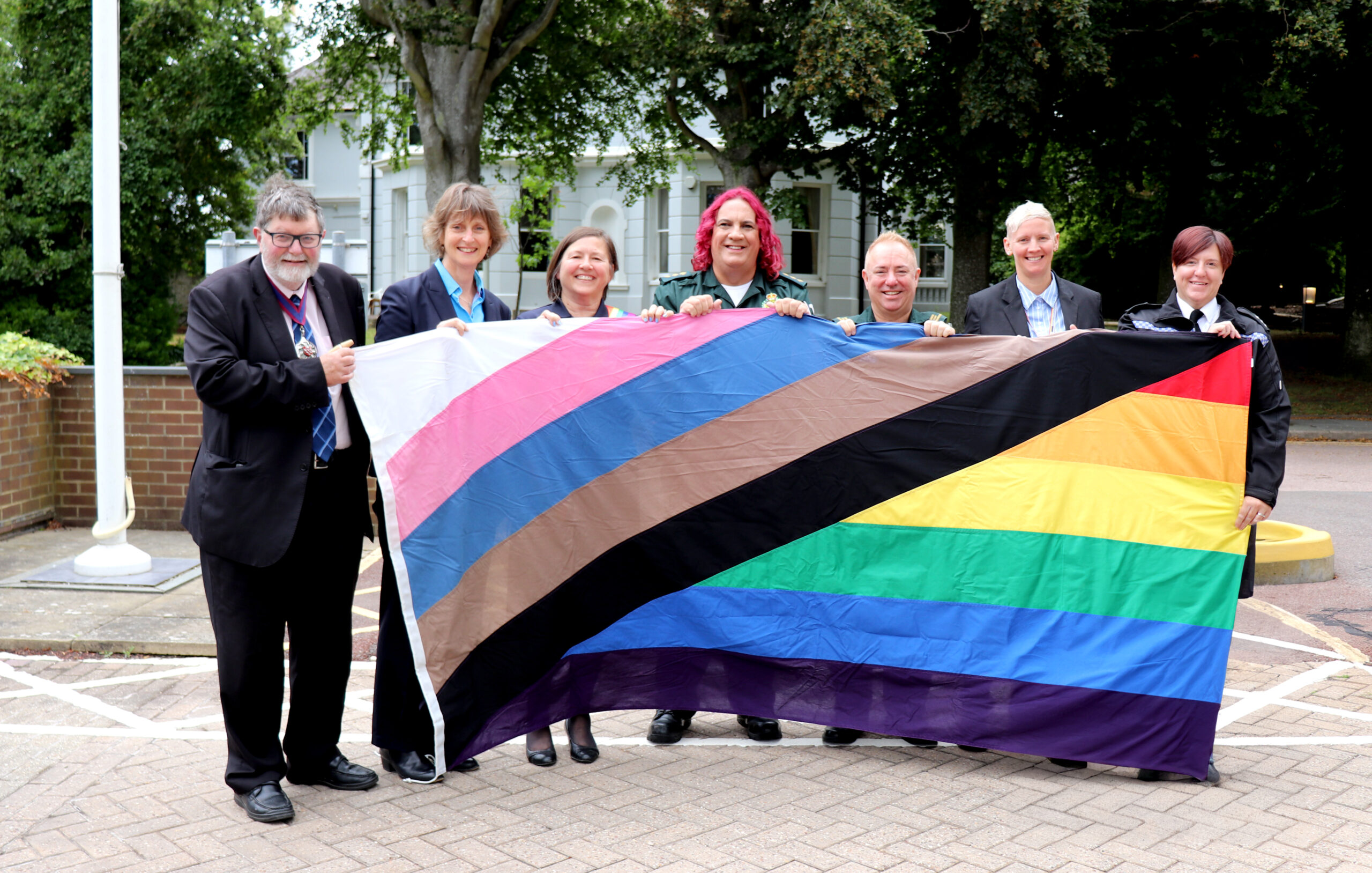 Pride flag raising event at County Hall