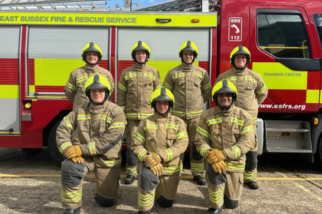 On call firefighters on parade